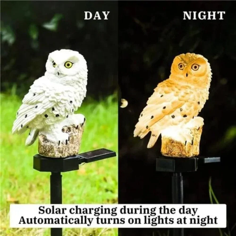 Garden Solar Light Outdoor Decor, Resin Owl Solar LED Light with Stake